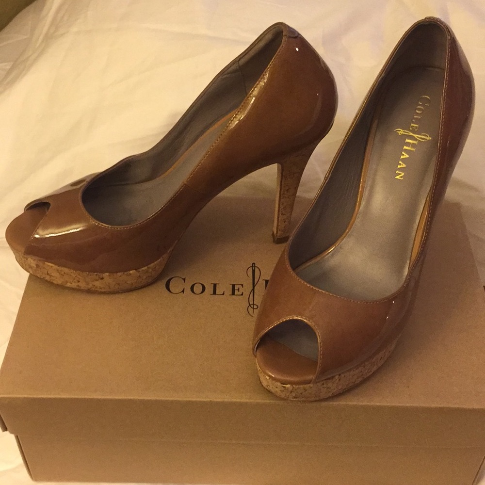 Cole Haan nude patent leather heels